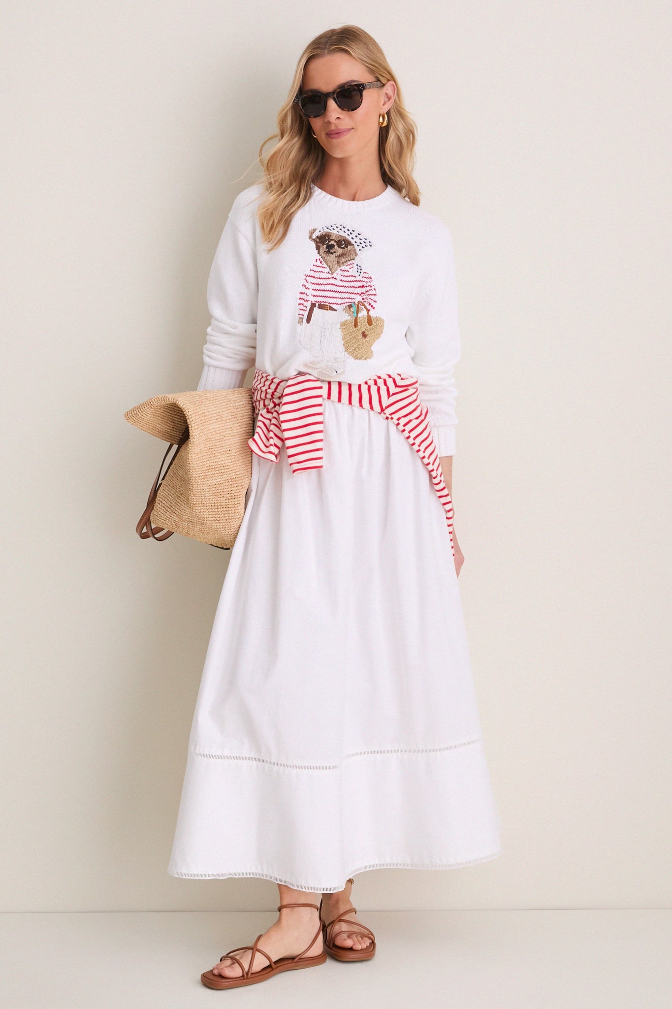 White Multi Bear Crew Neck Sweater