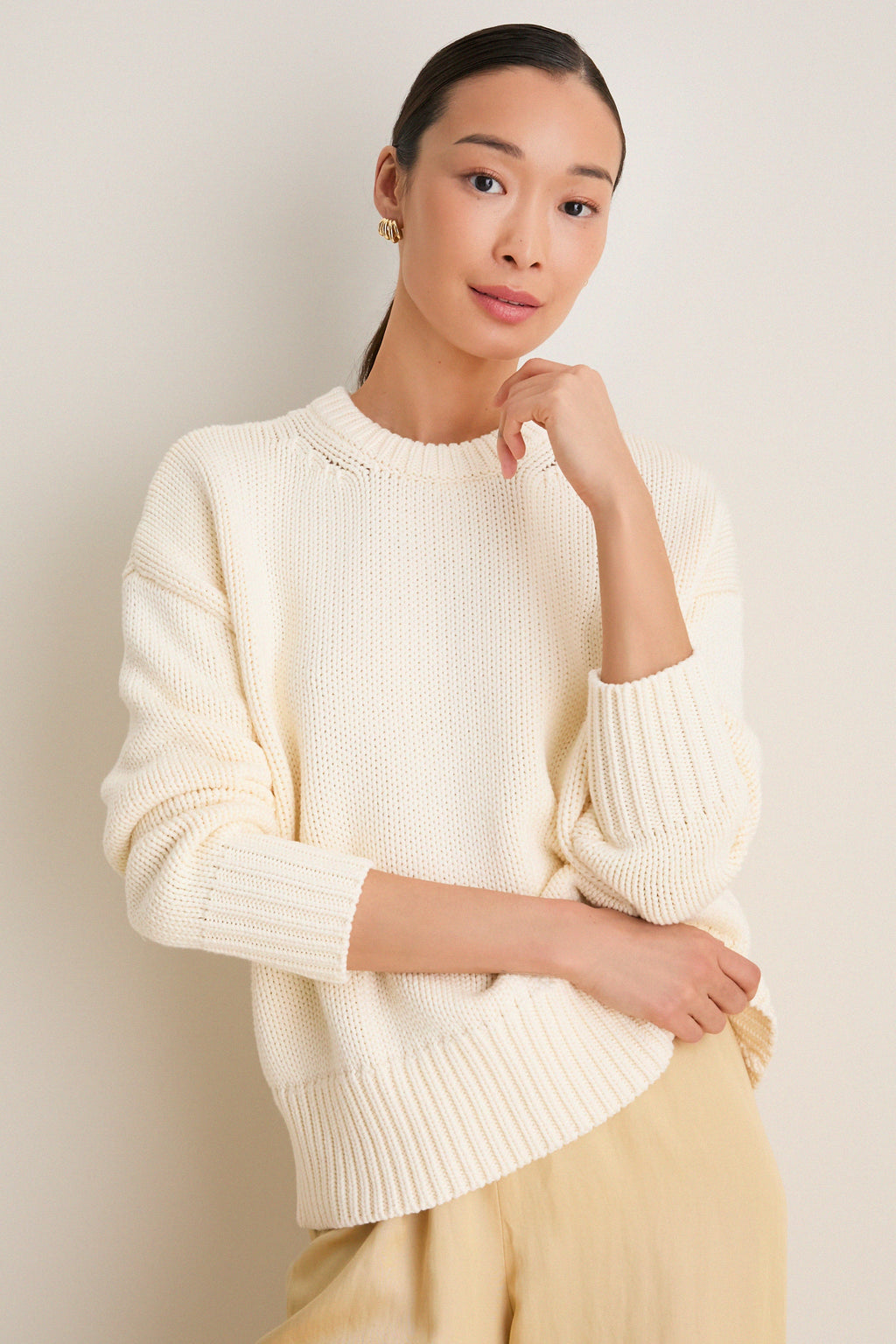 Ivory Cotton Cliff Crewneck
