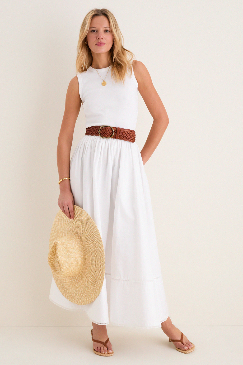 Tan Woven Belt with Oval Buckle