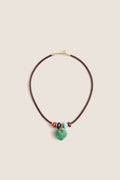 Gold, Cognac and Multi Semi Sliders on Leather Cord Necklace