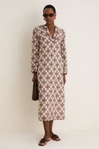 Chocolate Cream Luna Guipure Midi Dress