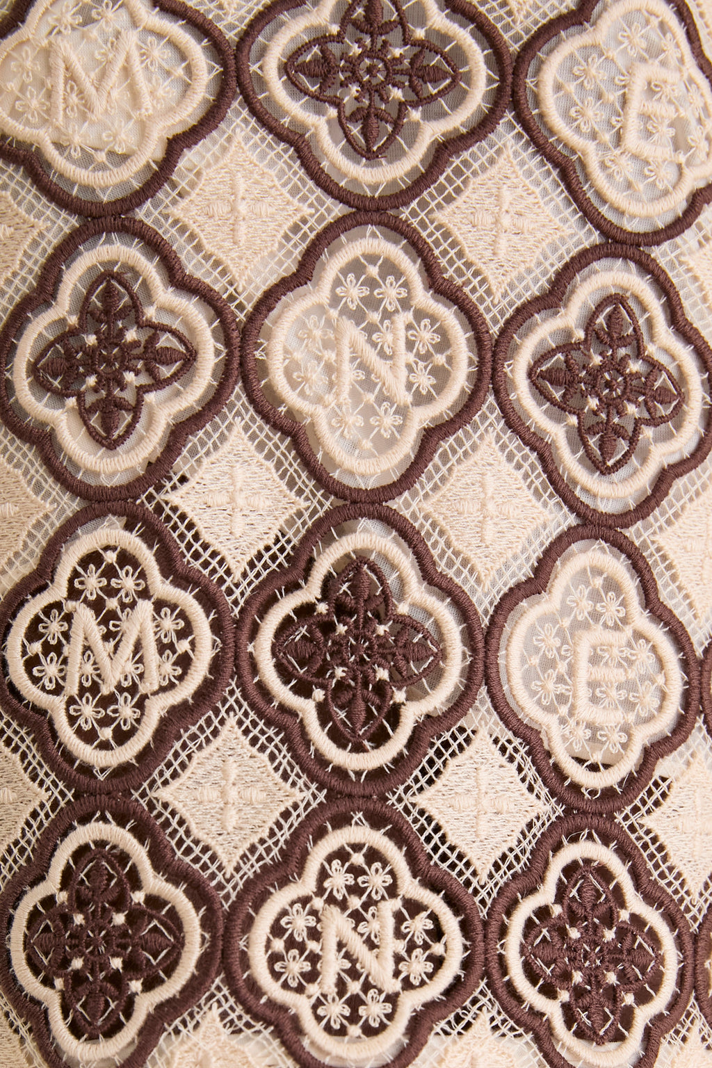 Chocolate Cream Luna Guipure Midi Dress