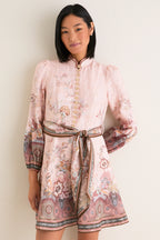 Pink Paisley Alchemy Button Mini Dress