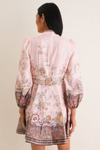 Pink Paisley Alchemy Button Mini Dress