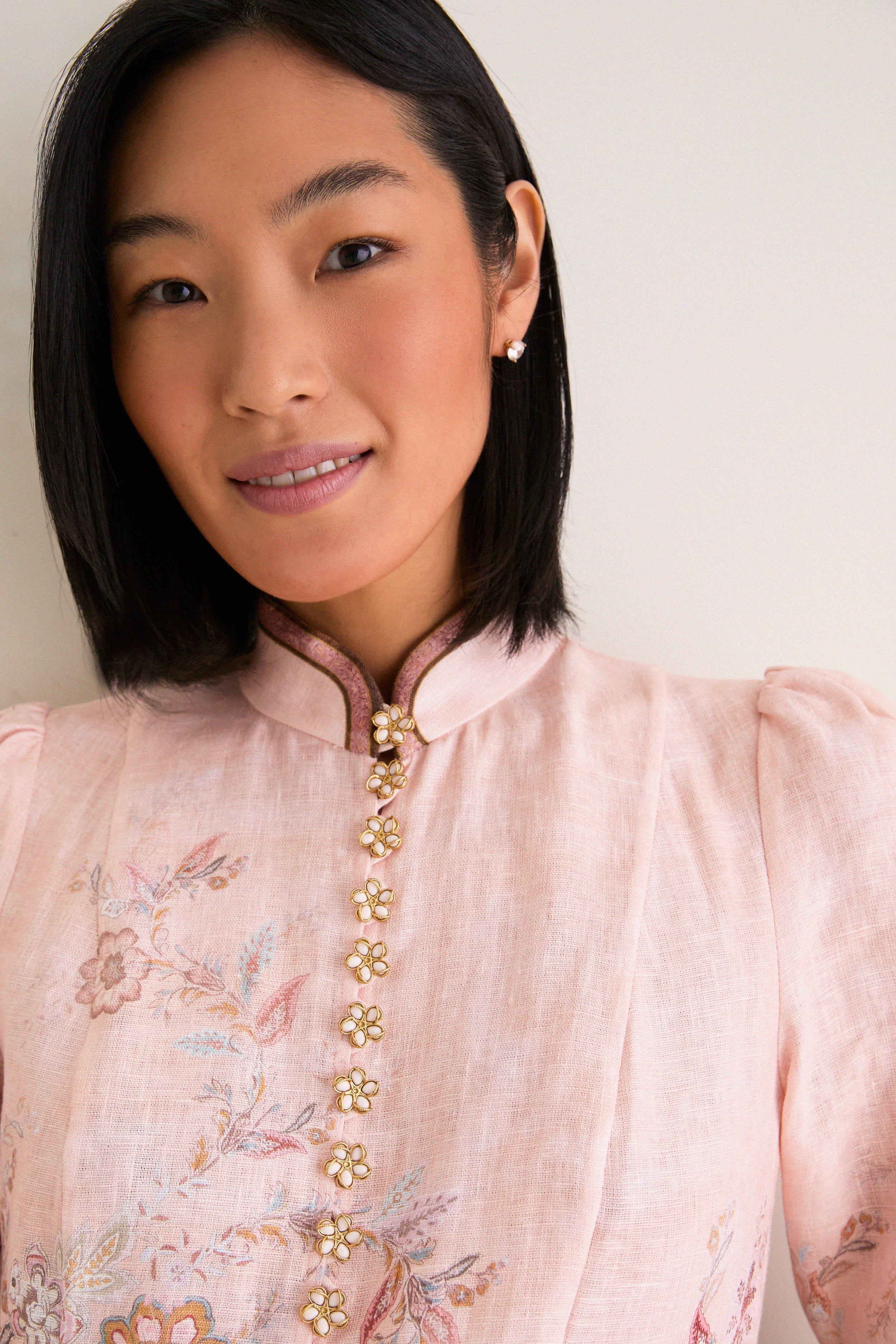 Pink Paisley Alchemy Button Mini Dress