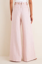 Pink Chocolate Stripe Alchemy Linen Wide Pant