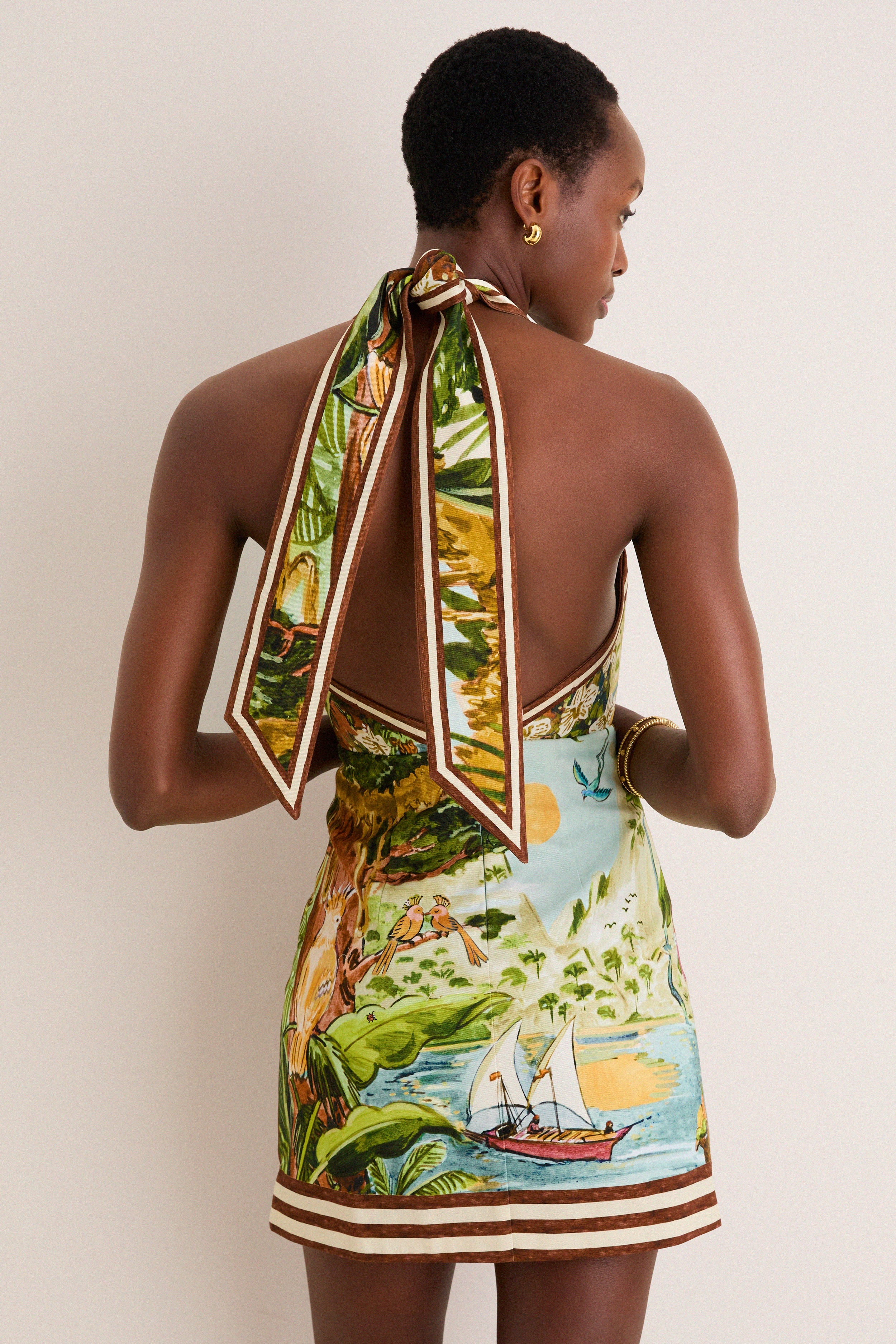 Multi Toucan Tango Halter Mini Dress