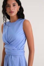Azure Stripe Penny Midi Dress