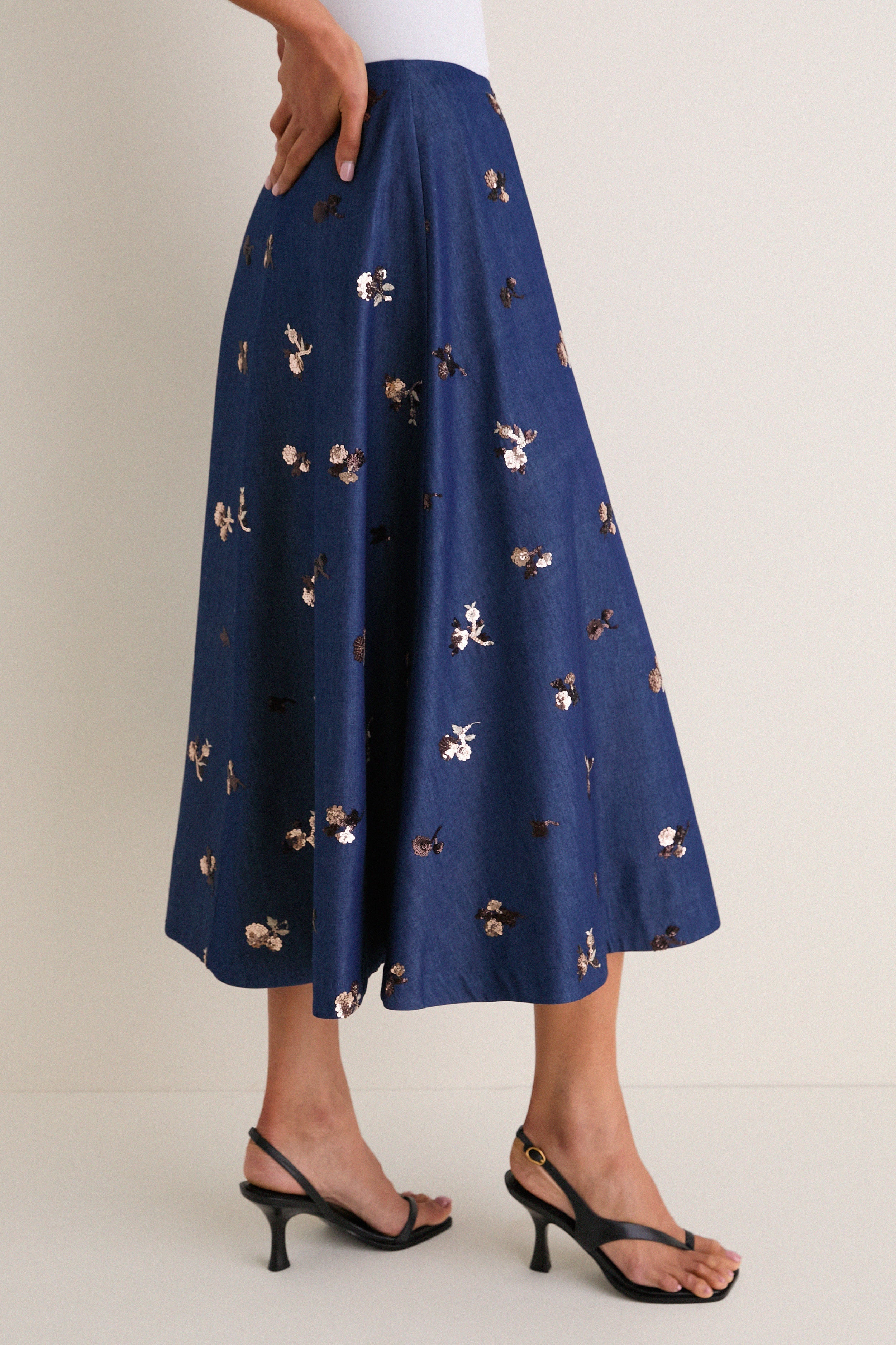 Midnight Varda Midi Skirt