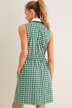 Eden Green Gingham Sleeveless Performance Seersucker Alcott Golf Dress