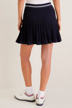 Navy and White Berg Pointelle Knit Skirt