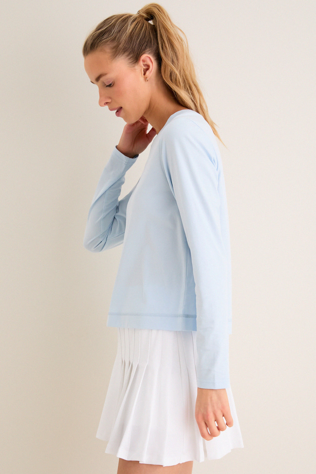 Light Blue Long Sleeve Performance Cotton Sasha Tee