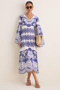 White and Blue Clea Lace Dress