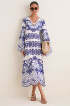 White and Blue Clea Lace Dress