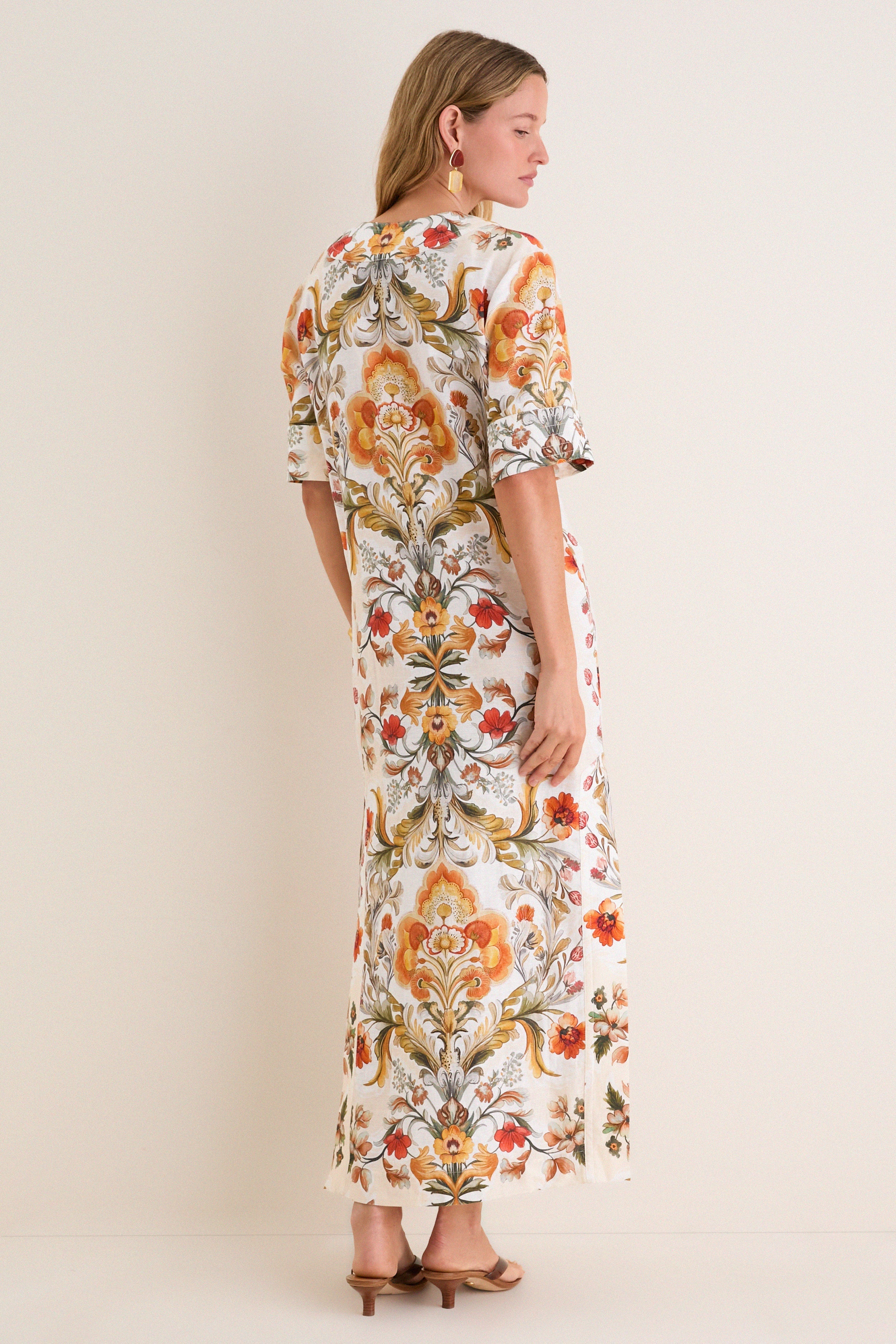 Sun Fire Garden Cream Calista Dress