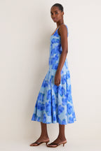 Floralis Blue Charlie Pleat Midi Dress