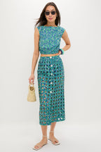 Dark Blue Limes Basket Skirt