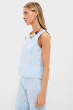 Blue Checkerboard Shift Top
