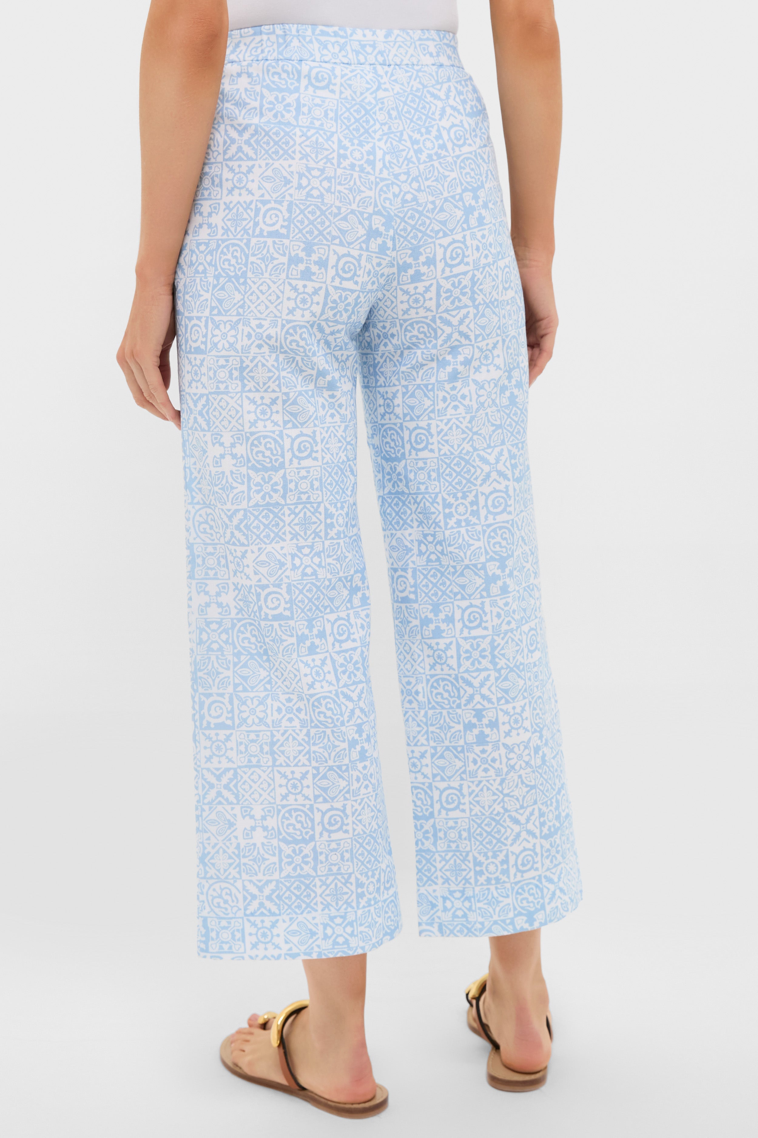 Blue Checkerboard Cropped Pant