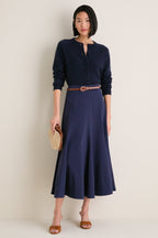 Navy Cashmere Knot Button Phoebe Cardigan
