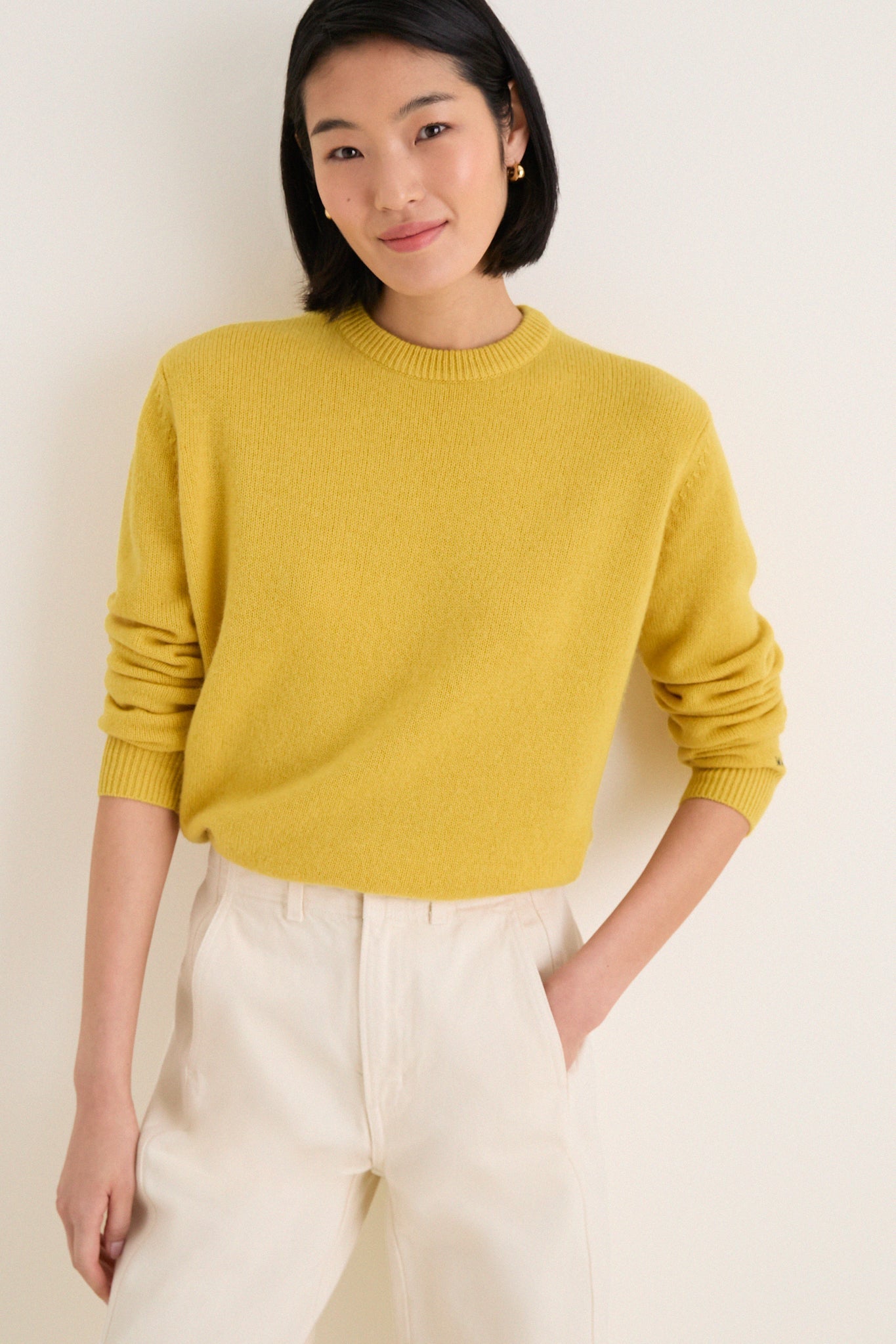 Marigold Cashmere Boyfriend Bodie Crewneck