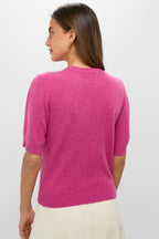 Raspberry Cashmere Short Sleeve Noemie Sweater