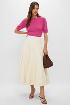 Raspberry Cashmere Short Sleeve Noemie Sweater