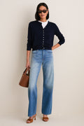 Navy Cashmere Silk Spencer Cardigan