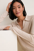 Sandstone Cashmere Silk Theo Polo