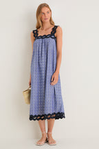 Azure Ikat Embroidered Ellis Dress