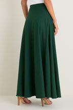 Verdant Green Crepe Colbert Maxi Skirt