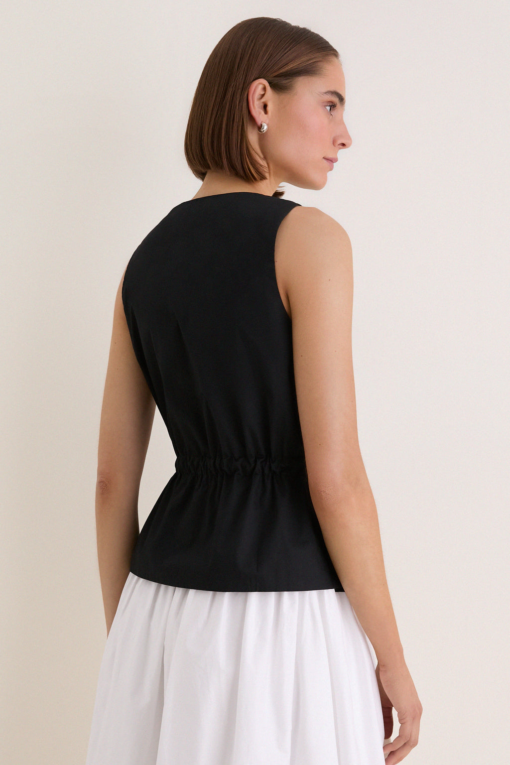 Black Cotton Poplin Francoise Top