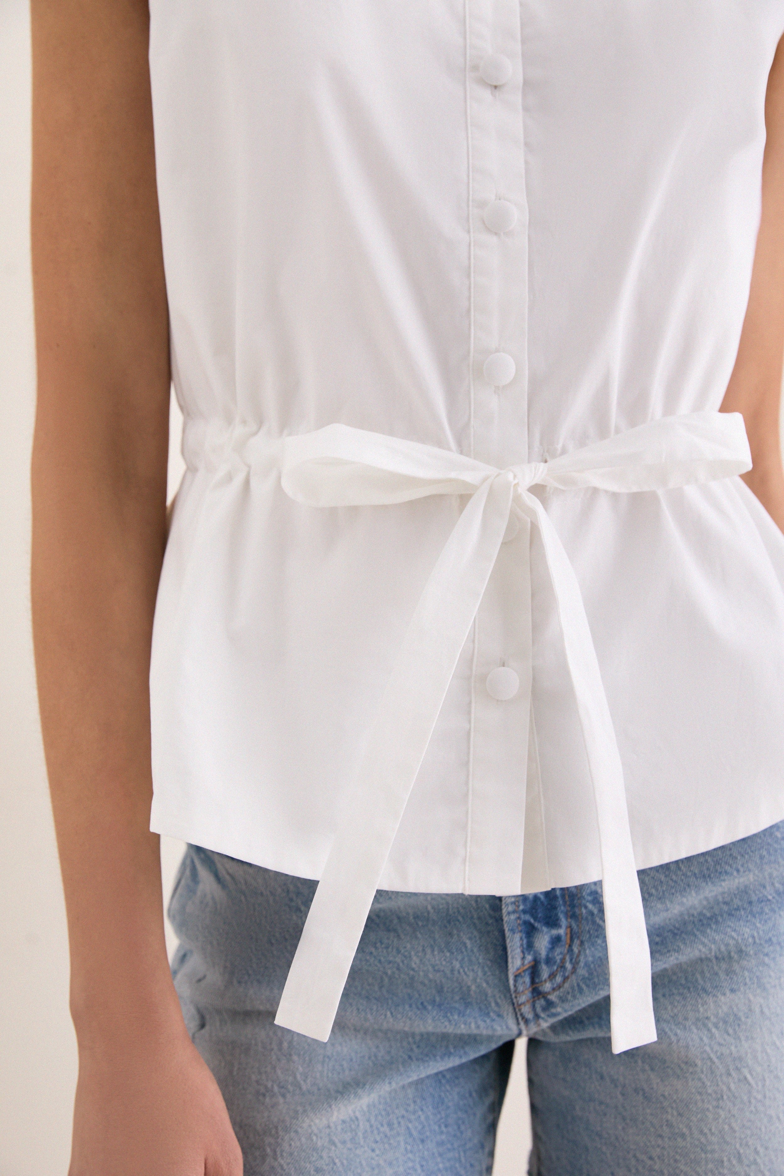 White Cotton Poplin Francoise Top