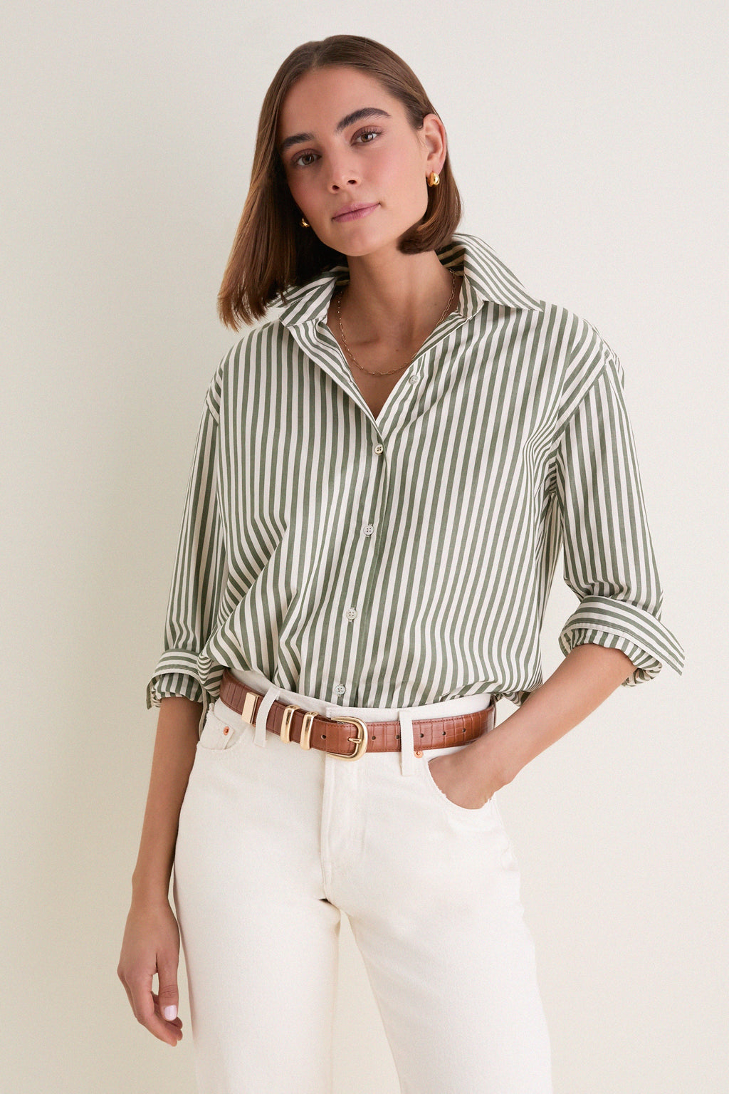 Jardin Stripe Cotton Poplin Nadine Button Down