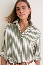 Jardin Stripe Cotton Poplin Nadine Button Down