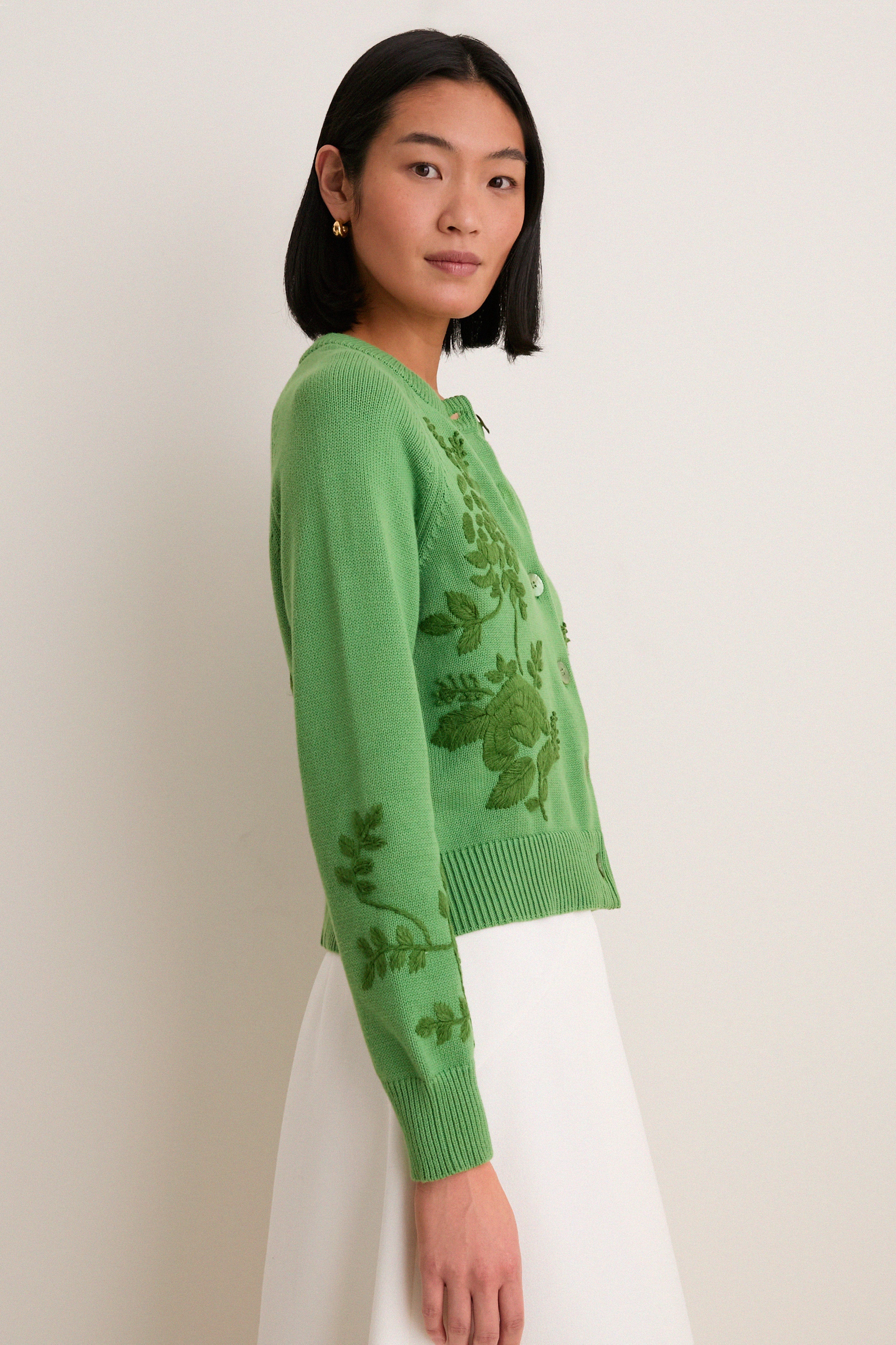 Pistachio Embroidered Floral Quincy Sweater