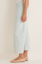 Minty Floral Mid Rise Selena Crop Jean