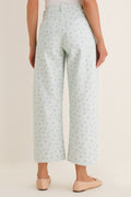 Minty Floral Mid Rise Selena Crop Jean