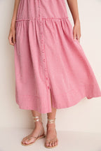 Red Gingham Landis Midi Dress