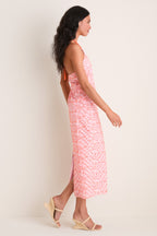 Light Pink & Orange Eyelet Hailey Halter Midi Dress