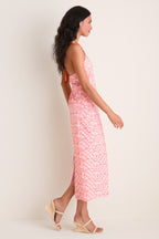 Light Pink & Orange Eyelet Hailey Halter Midi Dress