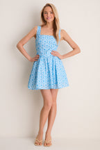 Blue Palm Eyelet Blair Mini Dress