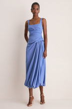 Bluebell Faille Scoop Neck Bubble Dress