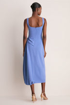 Bluebell Faille Scoop Neck Bubble Dress