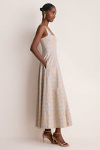 Sand and Oxford Floral Printed Cotton Caitlin Dress