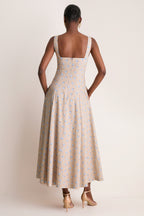 Sand and Oxford Floral Printed Cotton Caitlin Dress