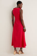 Red Sleeveless Midi Dress