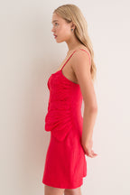Red Sleeveless Flower Mini Dress