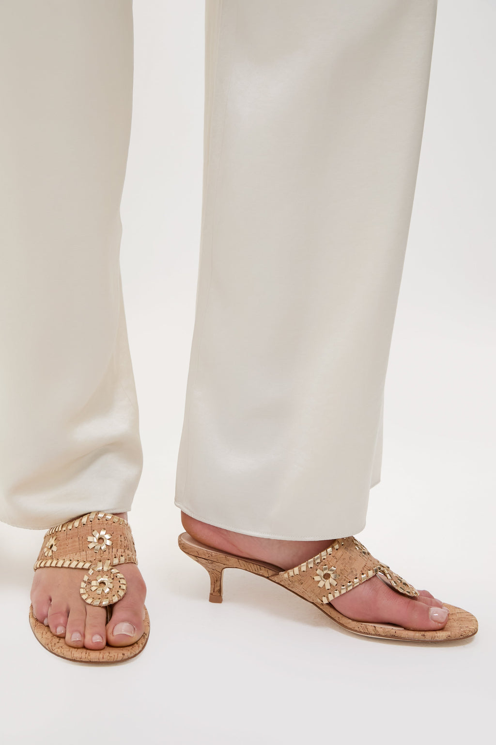 Cork and Gold Jacks Kitten Heels
