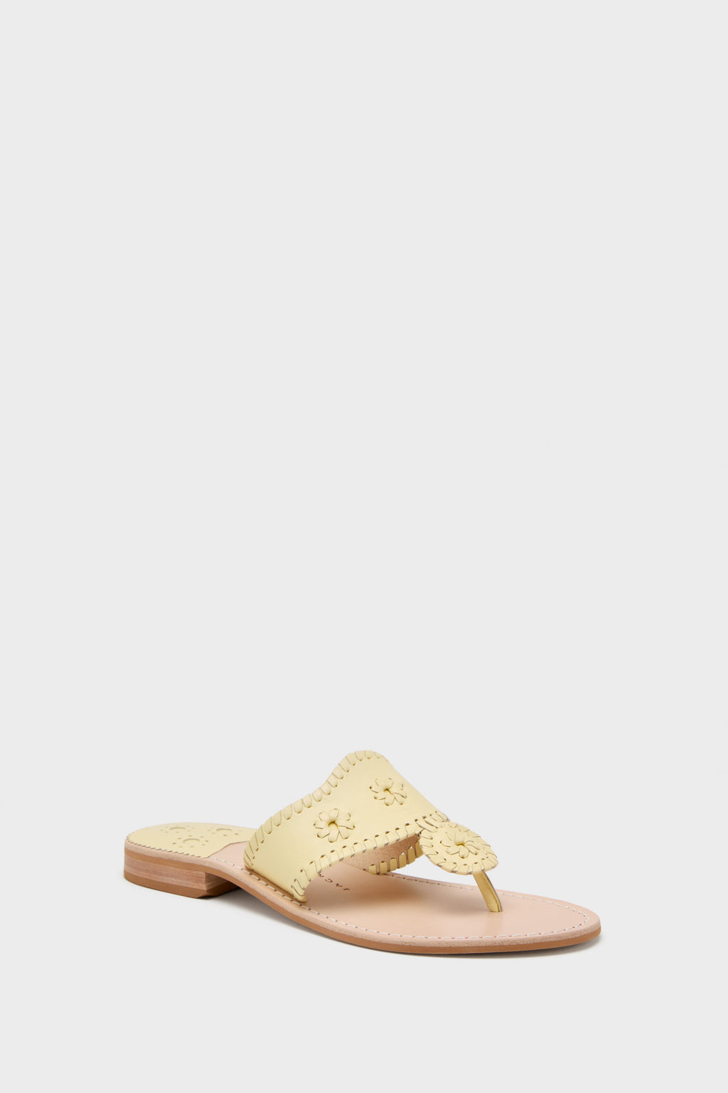 Pastel Yellow Jacks Flat Nappa Sandals